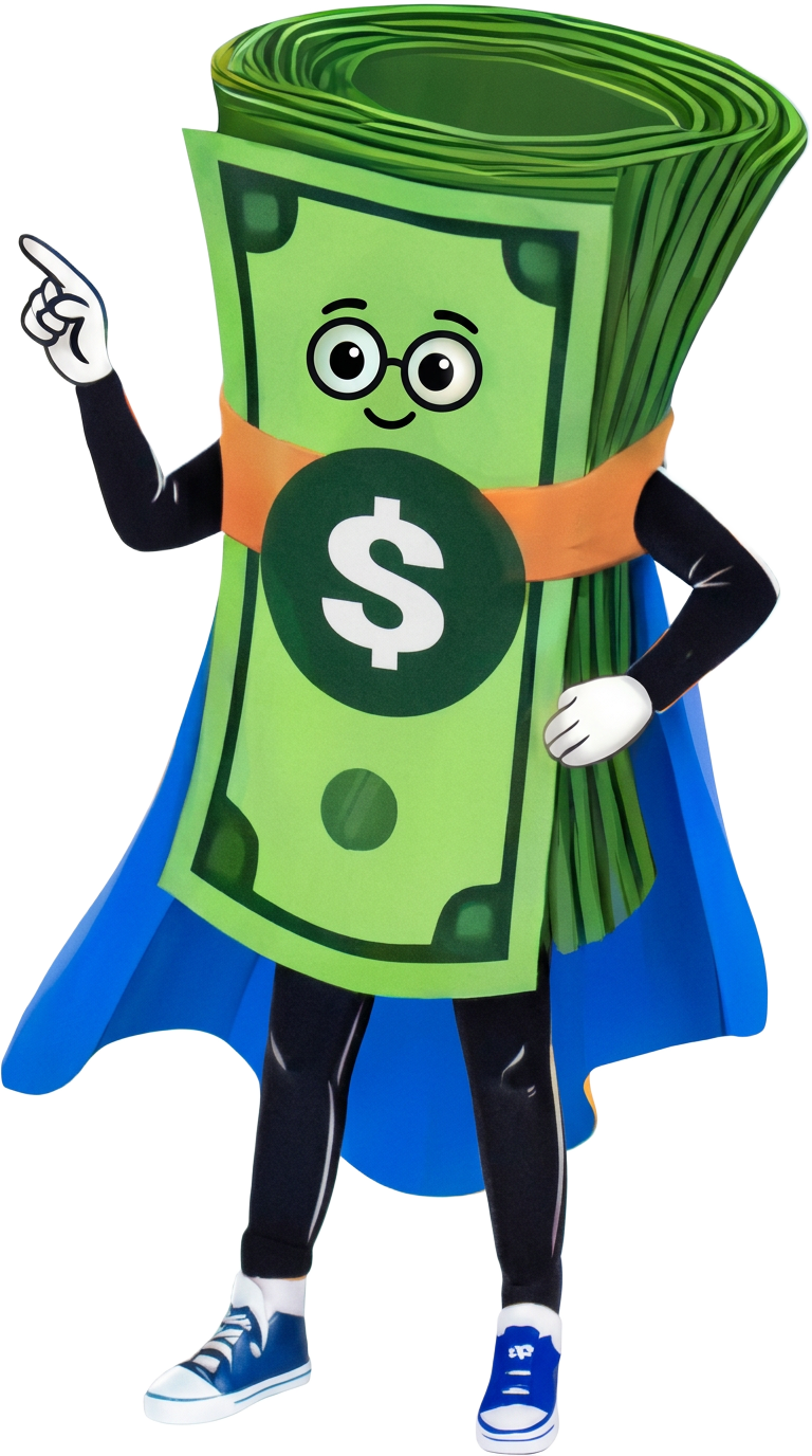 Captain Cash — the green dollar-bill superhero